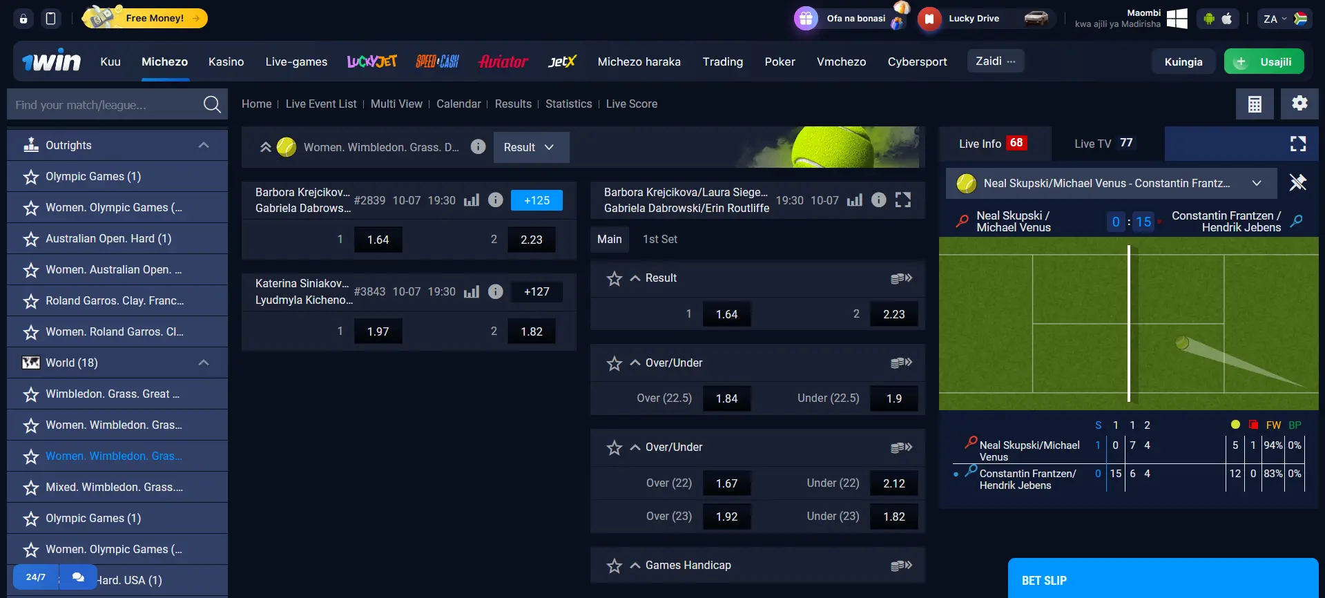 Tennis betting at 1Win Tennis betting at 1Win